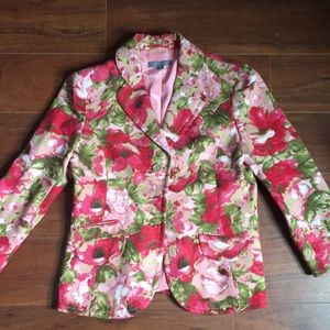 Ann Taylor Floral Denim Blazer